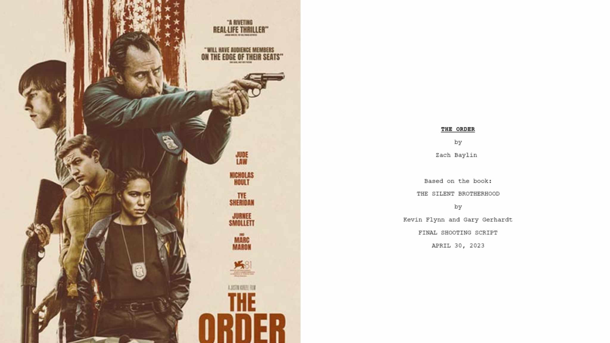 The Order: la sceneggiatura del dramma poliziesco con Jude Law, Nicholas Hoult e Tye Sheridan