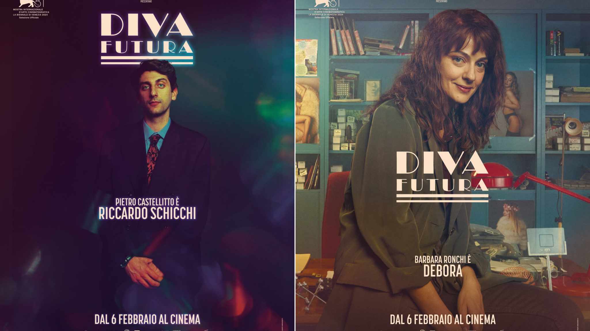 Diva Futura: Pietro Castellitto e Barbara Ronchi nei poster del film di Giulia Louise Steigerwalt