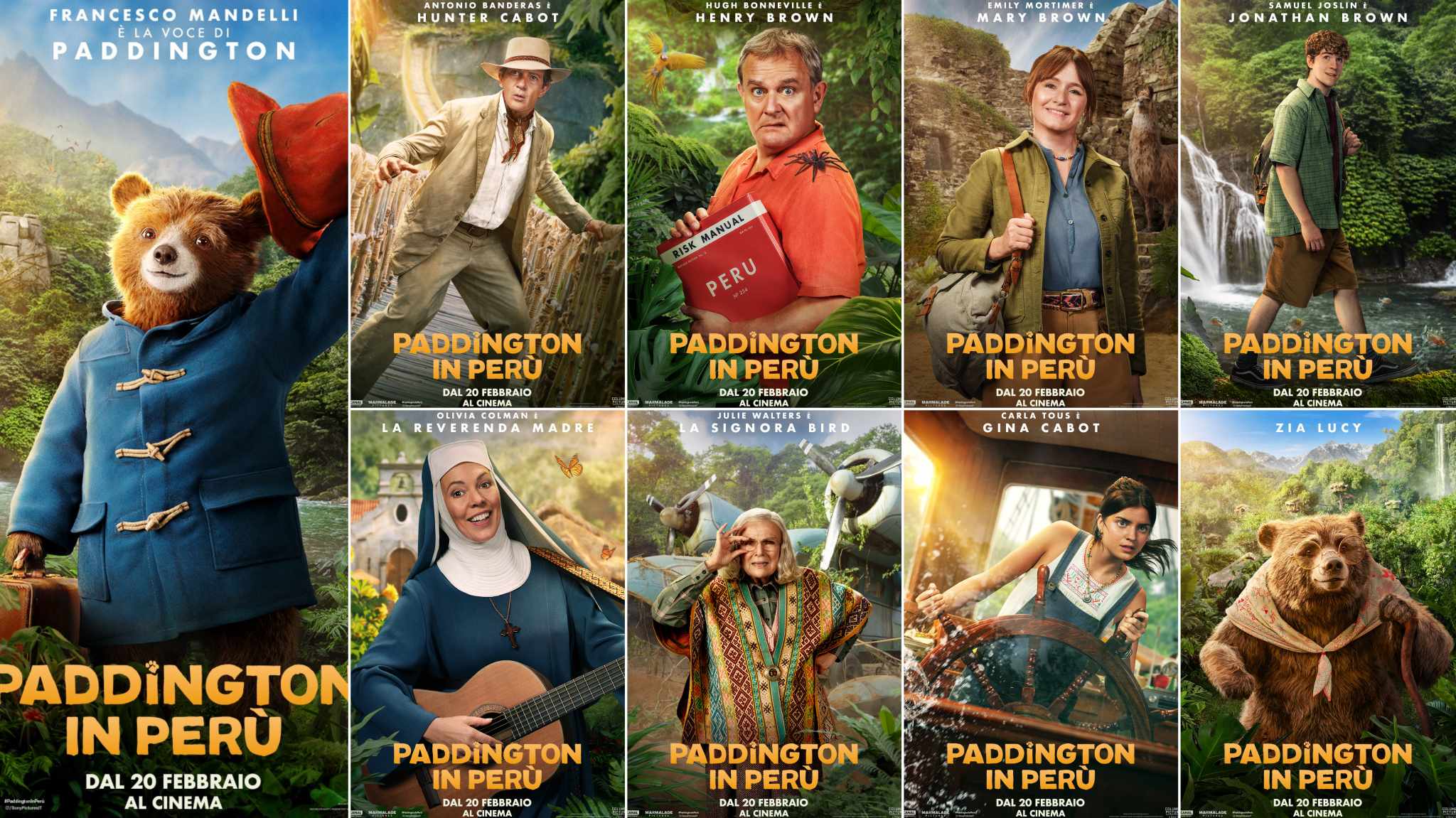 Paddington in Perù: i character poster italiani dedicati ai personaggi della nuova avventura
