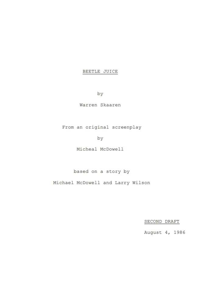 beetlejuice - spiritello porcello scenegiatura