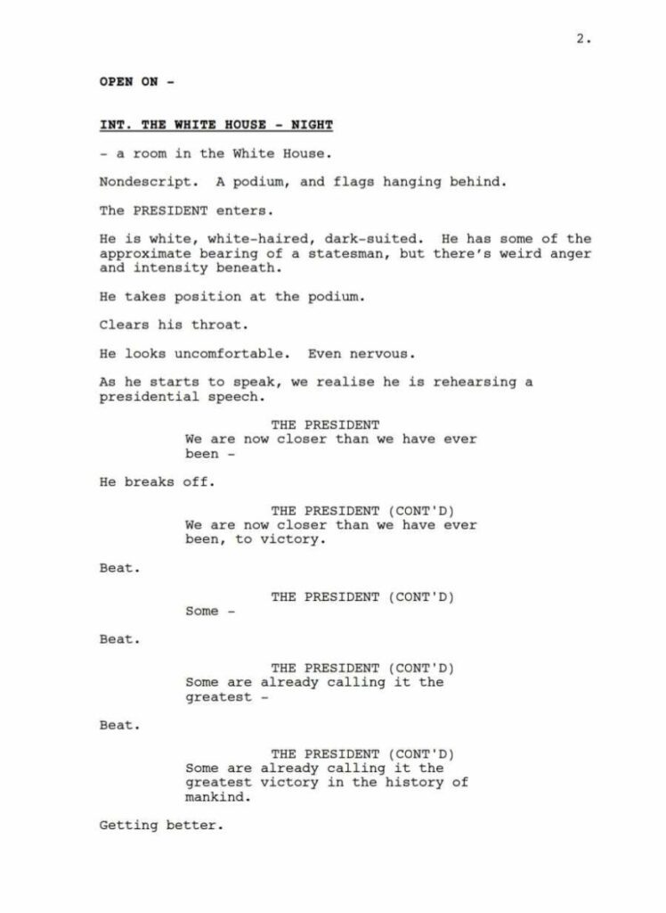 sceneggiatura civil war