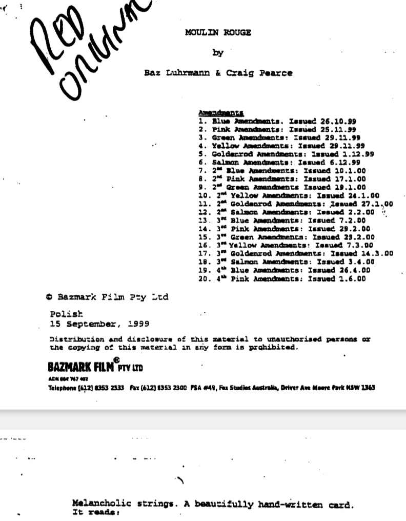 sceneggiatura moulin rouge!