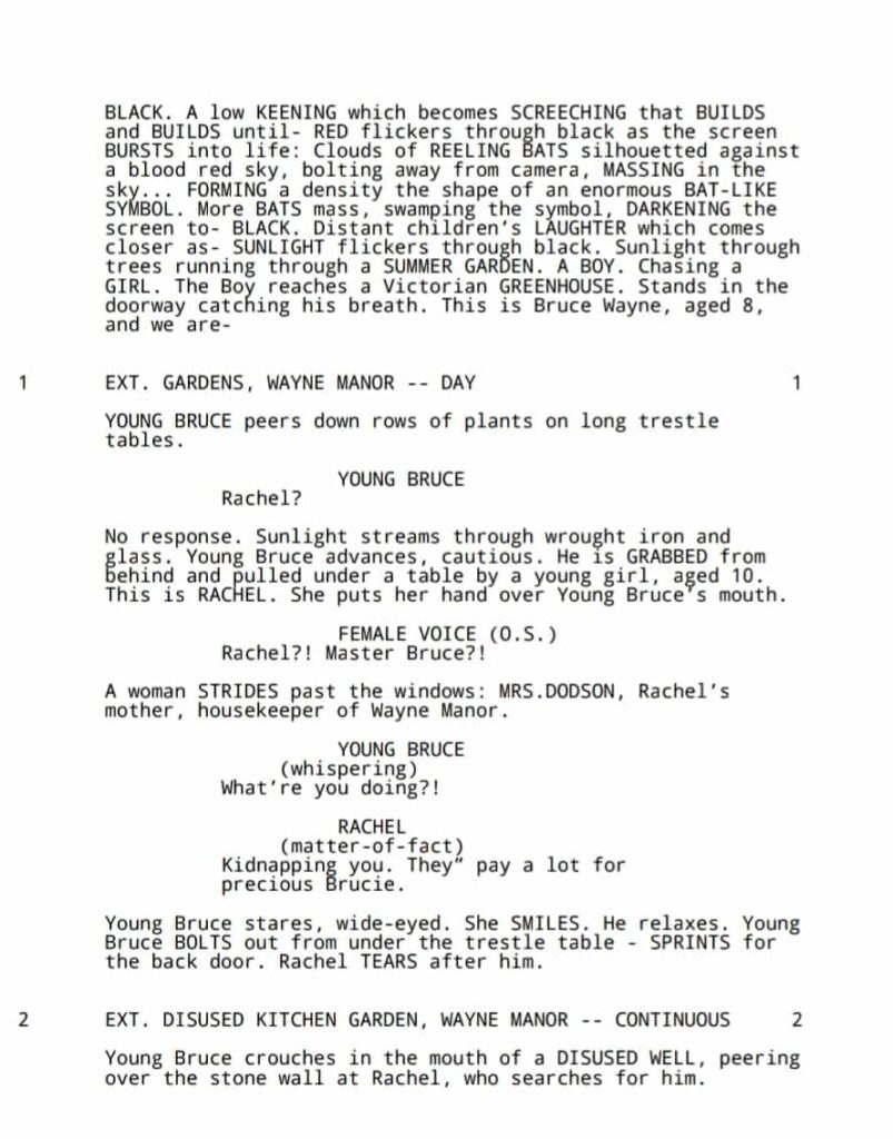 immagine sceneggiatura batman begins