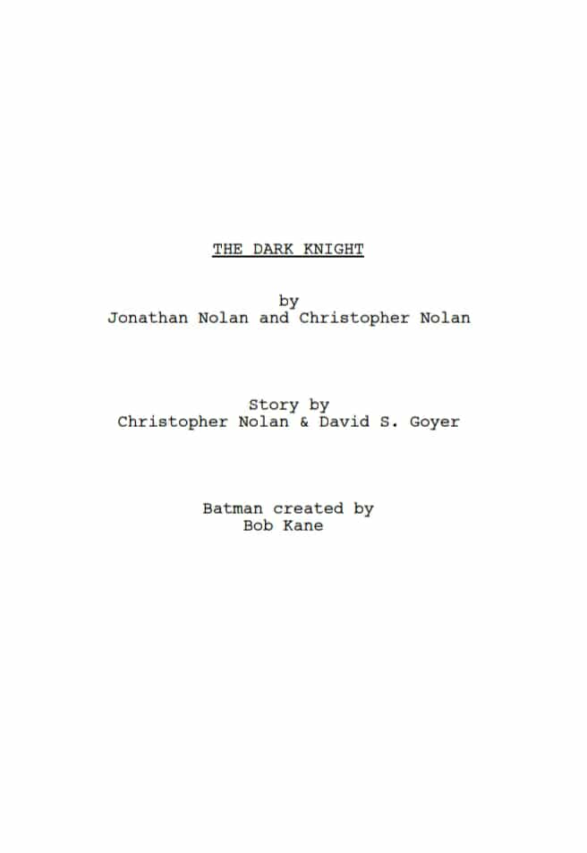 immagine sceneggiatura il cavaliere ocuro