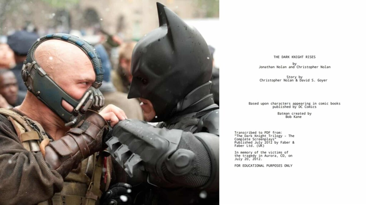 Il Cavaliere Oscuro – Il ritorno, la sceneggiatura del capitolo conclusivo della trilogia di Christopher Nolan