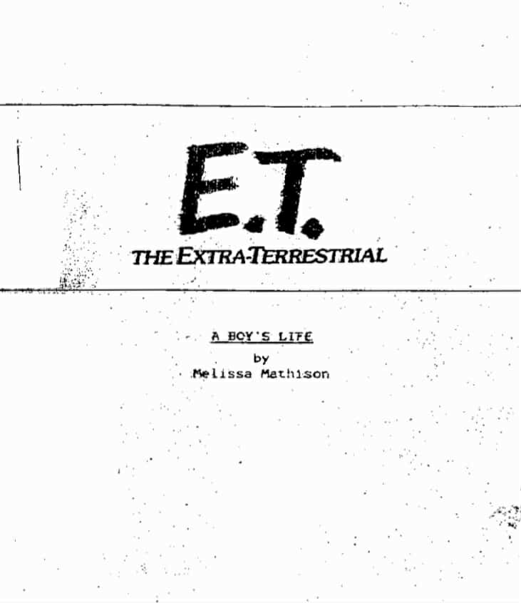 sceneggiatura e.t. l'extraterrestre