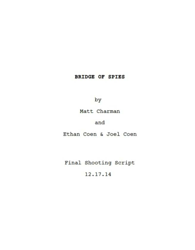 sceneggiatura il ponte delle spie