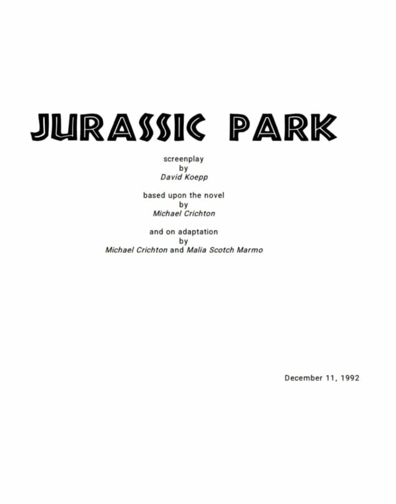 sceneggiatura jurassic park