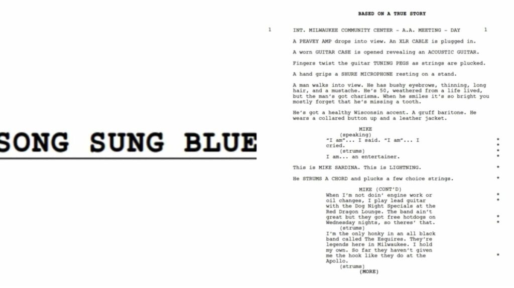 song sung blue script