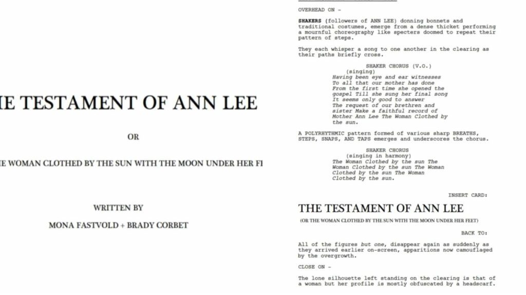 the testament of ann lee - script