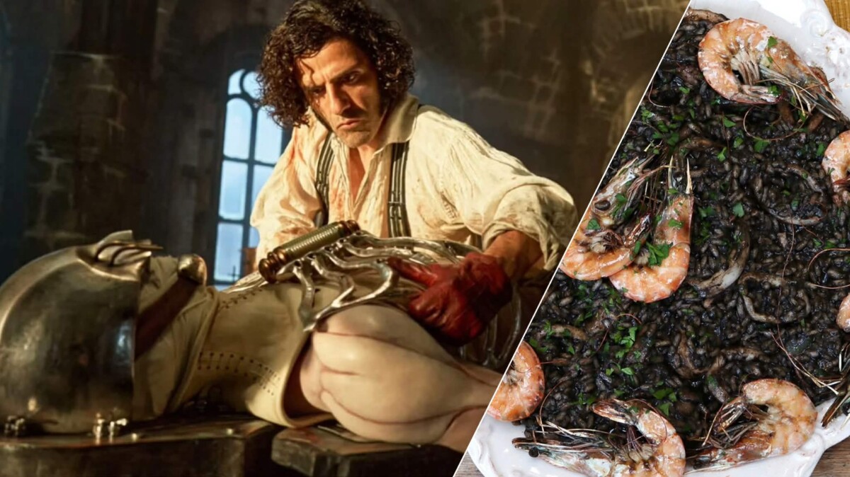 frankenstein - guillermo del toro - risotto nero gamberi e zafferano