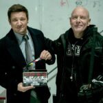 BTS of Jeremy Renner as Mike McClusky and Hugh Dillon as Ian Ferguson in Mayor of Kingstown episode 1, season 5, streaming on Paramount+, 2026. Credit: Jeremy Parsons/Paramount+