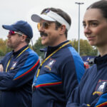 Brendan Hunt, Jason Sudeikis e Tanya Reynolds in "Ted Lasso", in anteprima il 5 agosto 2026 su Apple TV.