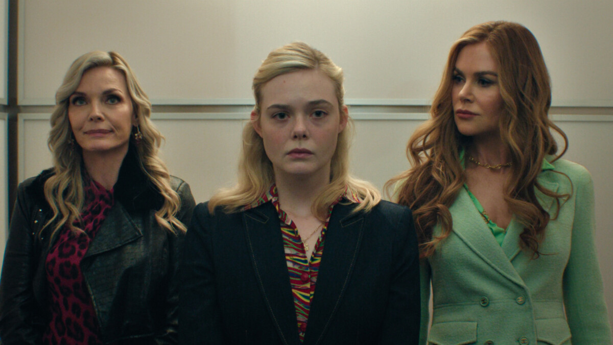 Michelle Pfeiffer, Elle Fanning e Nicole Kidman in “Margo ha problemi di soldi”, ora disponibile su Apple TV.