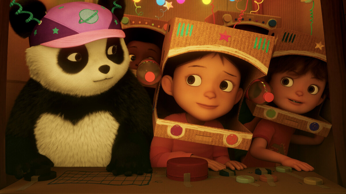 Koo (voce di Nara Thompson), Nolan (voce di Connor Andrade), Addy (voce di Eva Ariel Binder) e Karl (voce di Judah Mackey) in “Acquasilente”, disponibile dal 21 agosto 2026 su Apple TV.