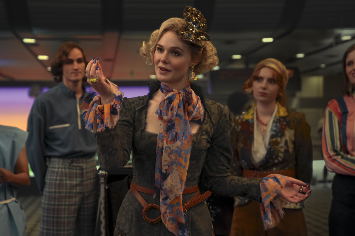 Elle Fanning as Effie Trinket in The Hunger Games: Sunrise on the Reaping. Photo Credit: Murray Close/Lionsgate